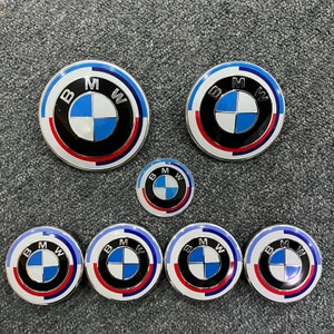 NEW 7pcs BMW 50th Hubcaps Emblems Set ( 82mm 74mm 68mm 45mm )