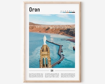 Oran Poster, Oran Print, Oran Wall Art, Minimal Travel Print, Travel Destination, Oil Painting Poster
