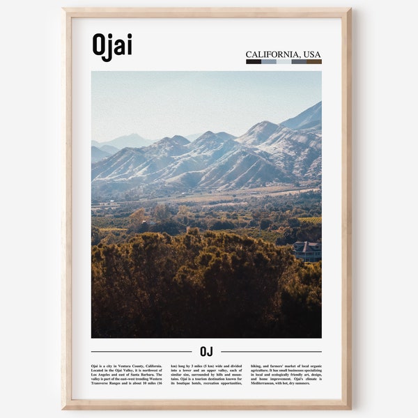 Ojai Print, Ojai Poster, Ojai Wall Art, Minimal Travel Print, Minimal City Poster,Travel Destination,Colorful City Print,Oil Painting Poster