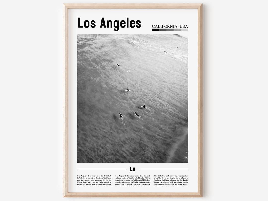 Los Angeles Poster Black and White, Los Angeles Print Black and White