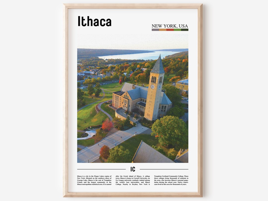 Ithaca Print, Ithaca Poster, Ithaca Wall Art, Oil Painting Poster, Colorful City Print, City