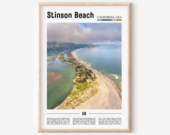 Stinson Beach Print, Stinson Beach Poster, Stinson Beach Wall Art, Oil Painting Poster, Colorful City Print, City Artwork, Travel Artwork