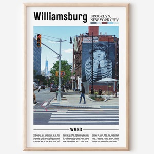 Williamsburg Poster, Williamsburg Poster, Williamsburg Wandkunst, Ölgemälde Poster, Stadt Druck, Stadt Kunstwerk, Reise Kunstwerk, Reise Wandkunst
