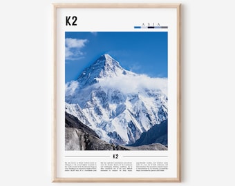 K2 Poster, K2 Print, K2 Wall Art, Asia Print, Asia Poster, Asia Photo, Minimal Travel Poster