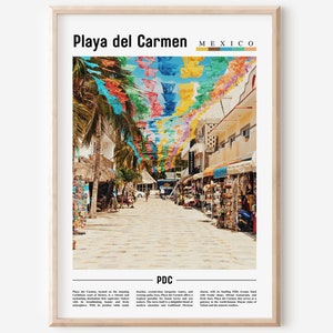 Playa del Carmen Poster, Playa del Carmen Print, Playa del Carmen Wall Art, Minimal Travel Print, Travel Destination, Oil Painting Poster