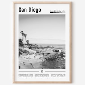 San Diego Poster Schwarz Und Weiß, San Diego Druck Schwarz Und Weiß, San Diego Wandkunst, Minimal Travel Print, Reise Poster
