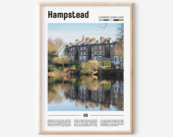Hampstead Print, Hampstead Poster, Hampstead Wall Art, Oil Painting Poster, Colorful City Print, City Artwork,Travel Artwork,Travel Wall Art