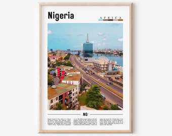Nigeria Poster, Nigeria Print, Nigeria Wall Art, Minimal Travel Print, Travel Destination, Oil Painting Poster