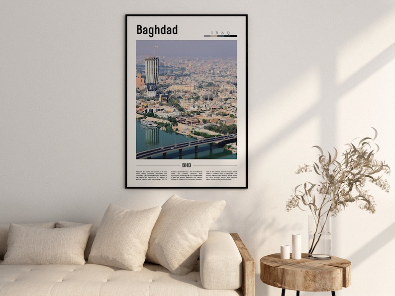 Baghdad Poster, Baghdad Print, Baghdad Wall Art, Minimal Travel Print ...