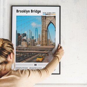 Brooklyn Bridge Print, Brooklyn Bridge Poster, Brooklyn Bridge Wandkunst, Ölgemälde Poster, Stadt Kunstwerk, Reisekunstwerk, Reisewandkunst Bild 4