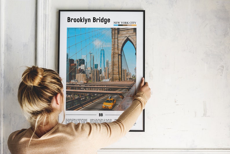 Brooklyn Bridge Print, Brooklyn Bridge Poster, Brooklyn Bridge Wandkunst, Ölgemälde Poster, Stadt Kunstwerk, Reisekunstwerk, Reisewandkunst Bild 4