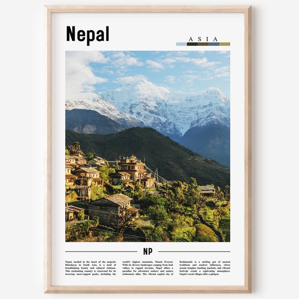 Nepal Poster, Nepal Print, Nepal Wandkunst, Asien Druck, Asien Poster, Asien Foto, Minimal Reiseplakat