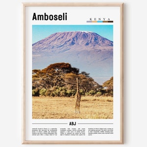 Amboseli Poster, Amboseli Print, Amboseli Wall Art, Minimal Travel Print, Travel Destination, Oil Painting Poster