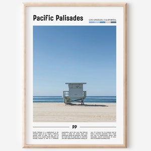 Pazifik Palisades Druck, Pazifik Palisades Poster, Pazifik Palisades Wandkunst, Minimal Reise Druck, Minimales Stadt Poster, Ölmalerei Poster
