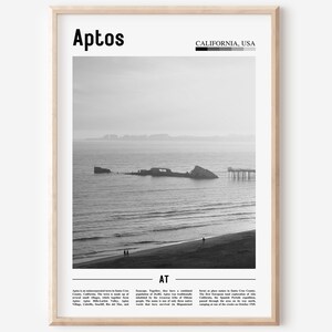 Aptos Poster Schwarz Weiß, Aptos Print Schwarz Weiß, Aptos Wandkunst, Minimaler Reise Druck, Reise Poster
