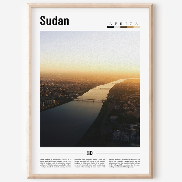 Sudan Poster, Sudan Print, Sudan Wall Art, Minimal Travel Print, Travel Destination, Oil Painting Poster