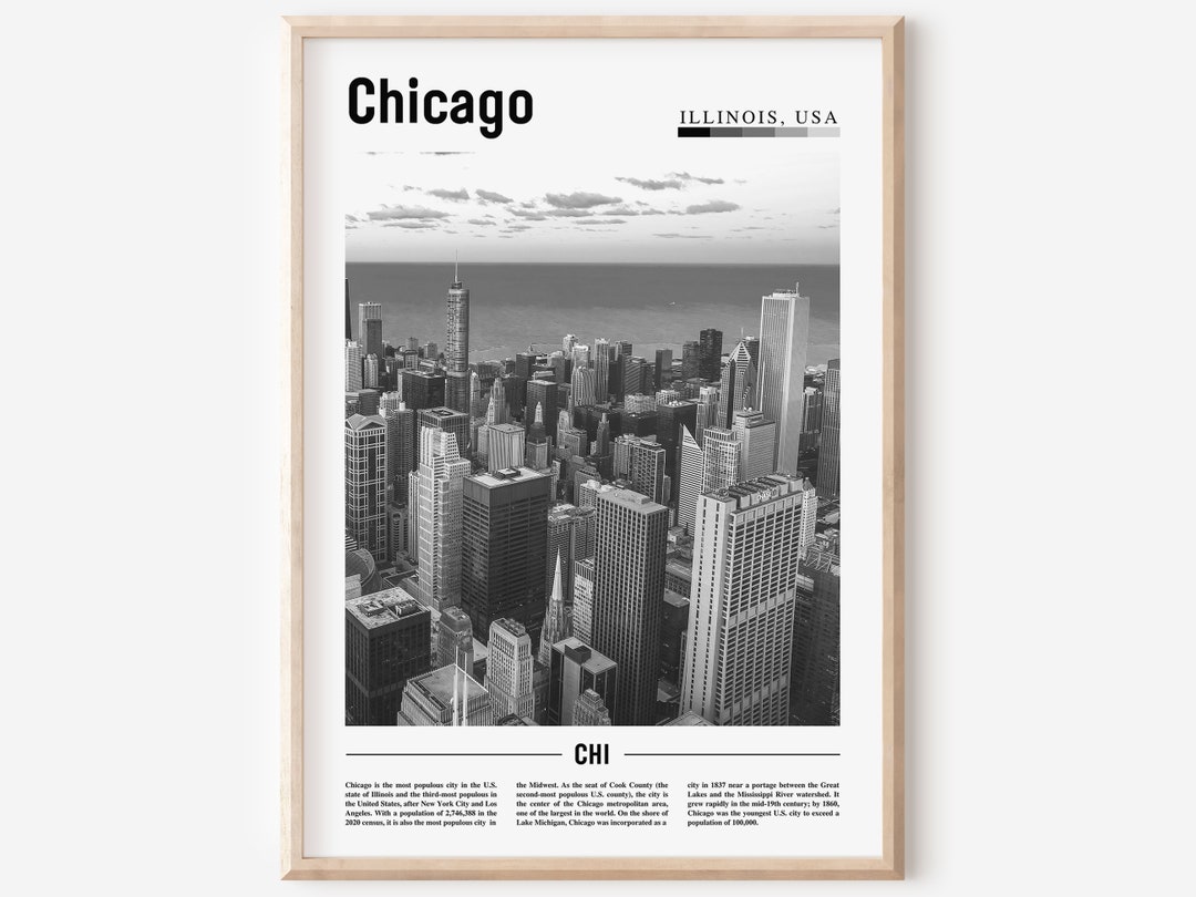 Chicago Poster Black and White, Chicago Print Black and White, Chicago