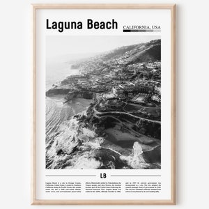 Laguna Beach Poster Schwarz Weiß, Laguna Beach Druck Schwarz Weiß, Laguna Beach Wandkunst, Minimal Travel Print, Reise Poster