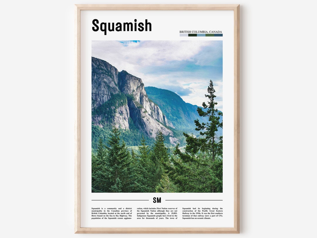 Squamish Print, Squamish Poster, Squamish Wall Art, Minimal Travel