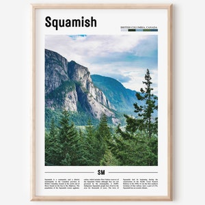 Impresión de Squamish, cartel de Squamish, arte de pared de Squamish, impresión de viaje mínima, cartel de ciudad mínima, impresión de destino de viaje, cartel de pintura al óleo