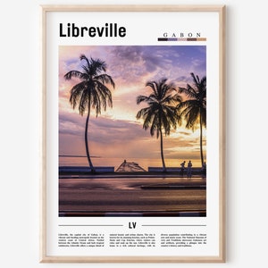 Cartel de Libreville, Impresión de Libreville, Arte de pared de Libreville, Impresión de viaje mínima, Destino de viaje, Cartel de pintura al óleo