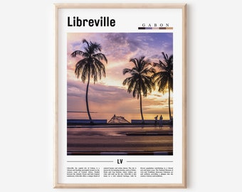 Cartel de Libreville, Impresión de Libreville, Arte de pared de Libreville, Impresión de viaje mínima, Destino de viaje, Cartel de pintura al óleo