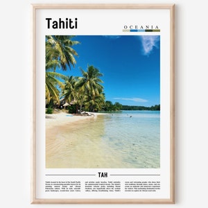 Tahiti Poster, Tahiti Druck, Tahiti Wandkunst, Minimaler Reisedruck, Reiseziel, Ölgemälde Poster