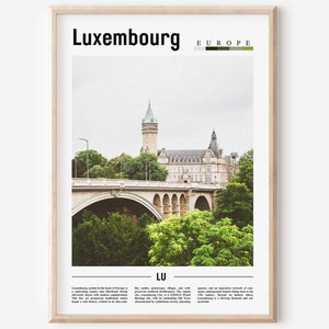 Cartel de Luxemburgo, impresión de Luxemburgo, arte de pared de Luxemburgo, foto de Europa, cartel de Europa, impresión de Europa, cartel de viaje