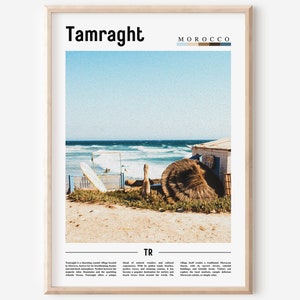 Tamraght Poster, Tamraght Print, Tamraght Wall Art, Minimal Travel Print, Travel Destination, Oil Painting Poster