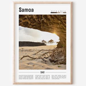 Samoa Poster, Samoa Print, Samoa Wall Art, Minimal Travel Print, Travel Destination, Oil Painting Poster
