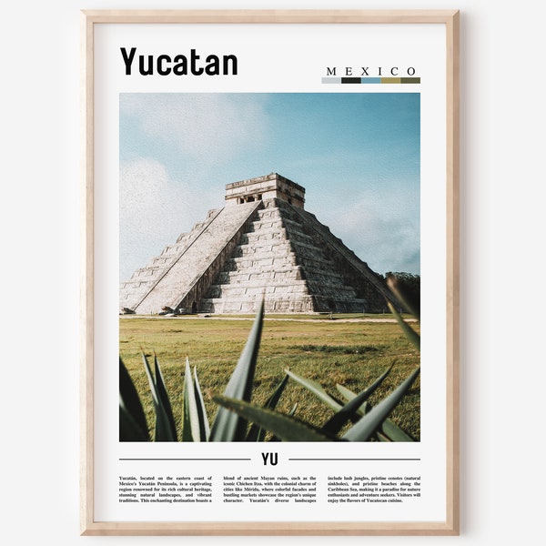 Yucatan Poster, Yucatan Print, Yucatan Wall Art, Minimal Travel Print, Travel Destination, Oil Painting Poster