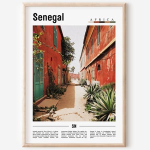 Senegal Poster, Senegal Druck, Senegal Wandkunst, Minimal Reise Druck, Reiseziel, Ölmalerei Poster