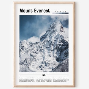 Mount Everest Poster, Mount Everest Druck, Mount Everest Wandkunst, Asien Druck, Asien Poster, Asien Foto, Reiseplakat