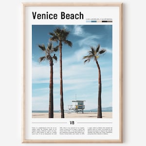 Impression de Venice Beach, affiche de Venice Beach, art mural de Venice Beach, impression de voyage minimale, destination d’affiche de ville minimale, affiche de peinture à l’huile