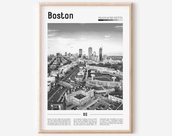 Boston Poster Black And White, Boston Print Black And White, Boston Wall Art, Minimal Travel Print, Travel Poster