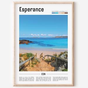 Esperance Poster, Esperance Poster, Esperance Wandkunst, Ölgemälde Poster, Bunte Stadt Druck, Stadt Kunstwerk, Reise Kunstwerk, Reise Wandkunst