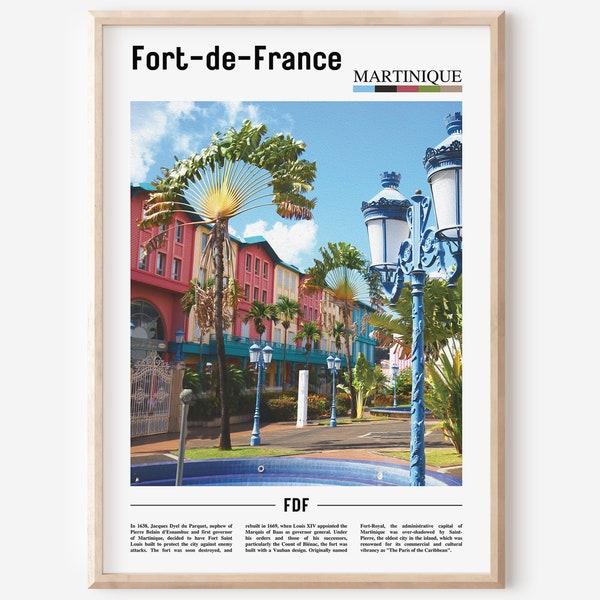 Fort-de-France print, Fort-de-France poster, kunst aan de muur Fort-de-France, olieverfschilderij poster, stadsprint, stadskunstwerk, reiskunstwerk, reiskunst