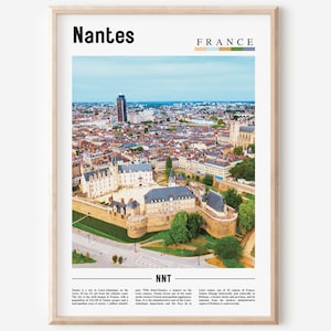 Nantes Poster, Nantes Poster, Nantes Wandkunst, Ölgemälde Poster, Bunte Stadt Poster, Stadt Kunstwerk, Reise Kunstwerk, Reise Wandkunst