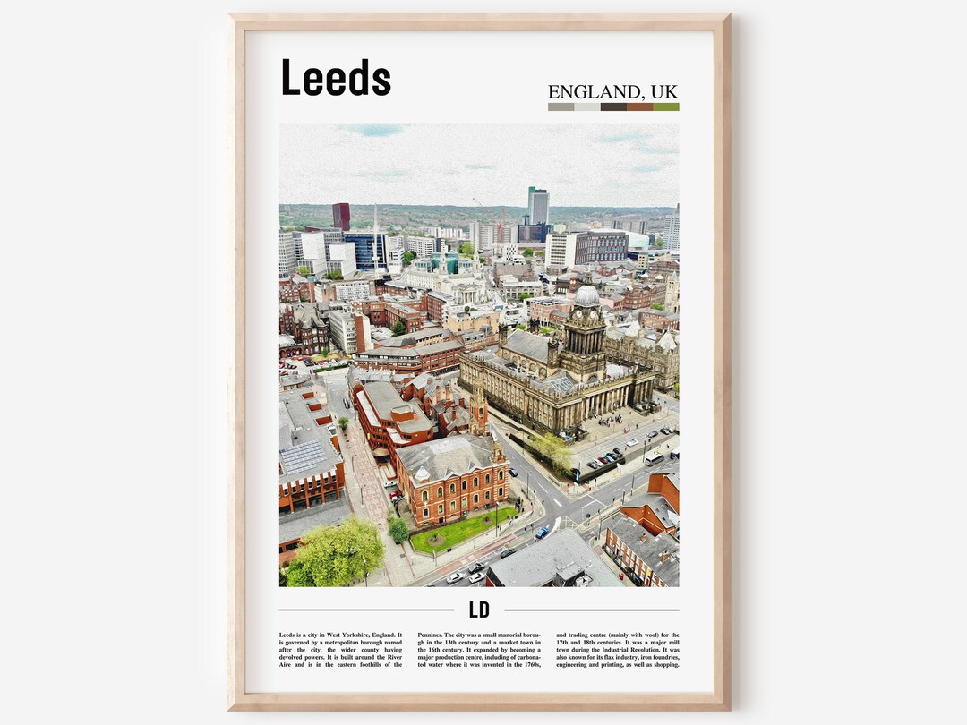 Leeds Print, Leeds Poster, Leeds Wall Art, Minimal Travel Print, Minimal City Poster, Travel