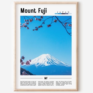 Berg Fuji Poster, Berg Fuji Druck, Berg Fuji Wand Kunst, Asien Druck, Asien Poster, Asien Foto, Minimales Reiseplakat