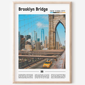 Brooklyn Bridge Print, Brooklyn Bridge Poster, Brooklyn Bridge Wandkunst, Ölgemälde Poster, Stadt Kunstwerk, Reisekunstwerk, Reisewandkunst Bild 1