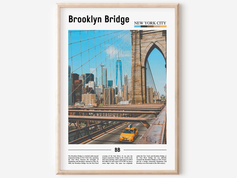 Brooklyn Bridge Print, Brooklyn Bridge Poster, Brooklyn Bridge Wandkunst, Ölgemälde Poster, Stadt Kunstwerk, Reisekunstwerk, Reisewandkunst Bild 1