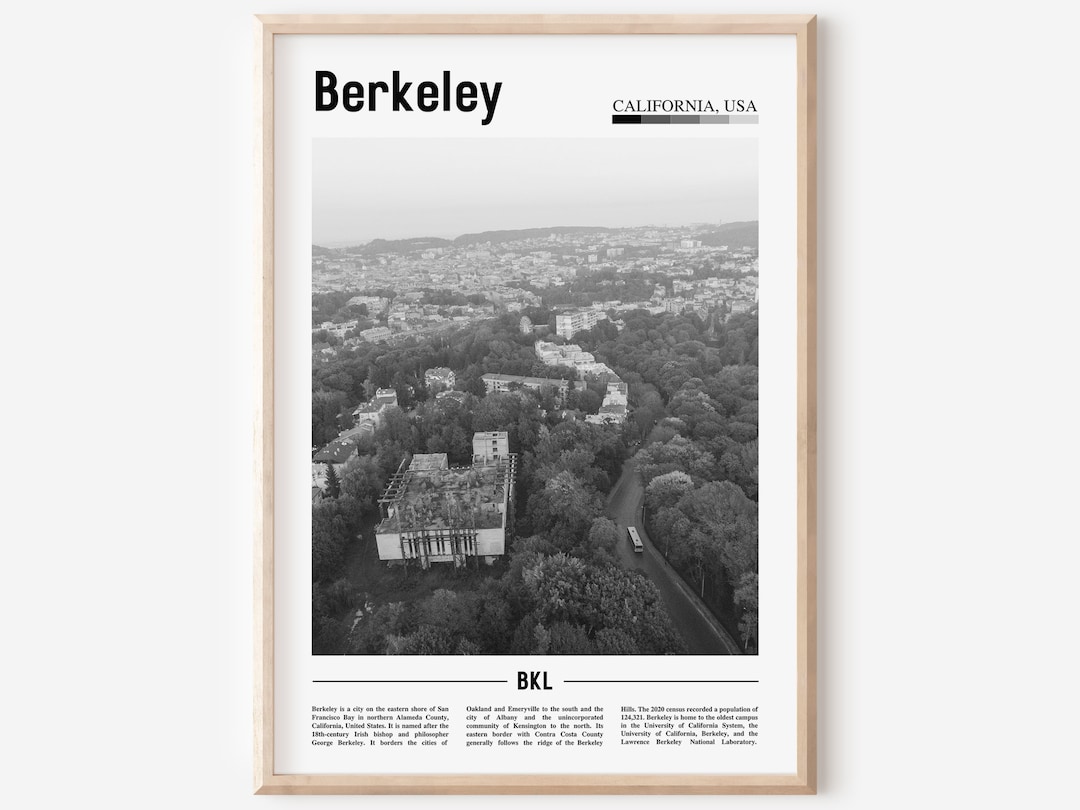 Berkeley Poster Black and White, Berkeley Print Black and White