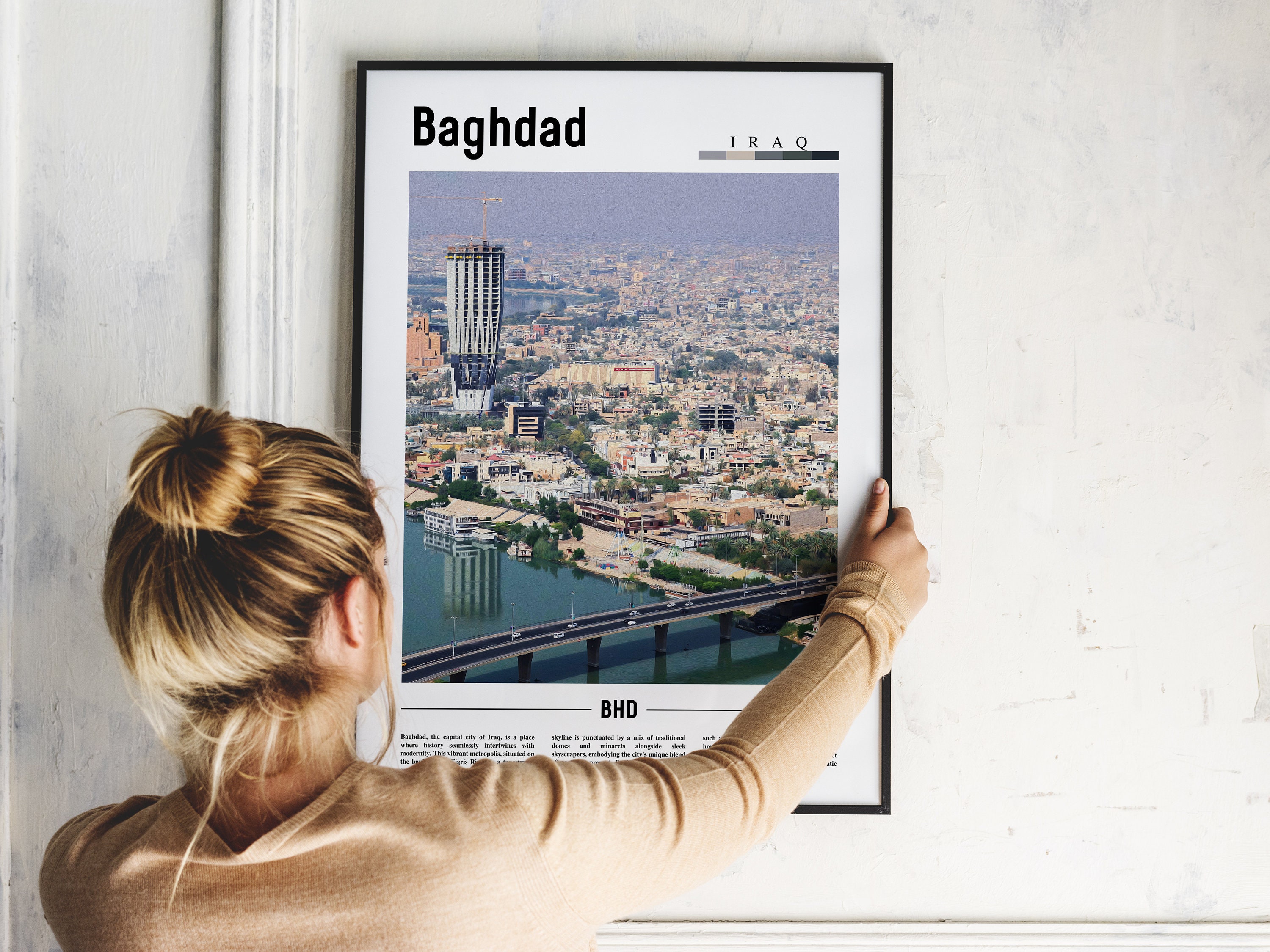 Baghdad Poster, Baghdad Print, Baghdad Wall Art, Minimal Travel Print ...
