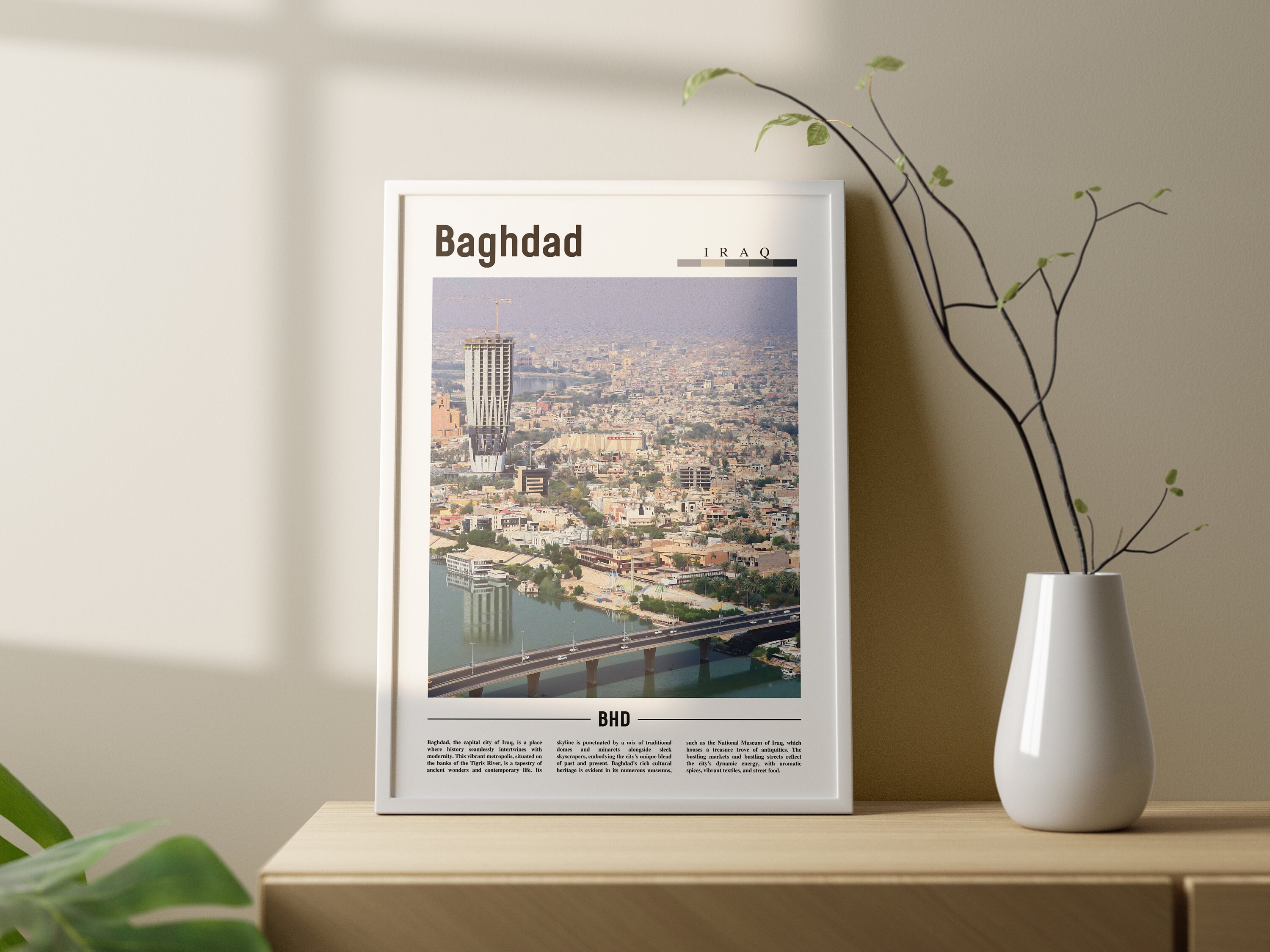 Baghdad Poster, Baghdad Print, Baghdad Wall Art, Minimal Travel Print ...