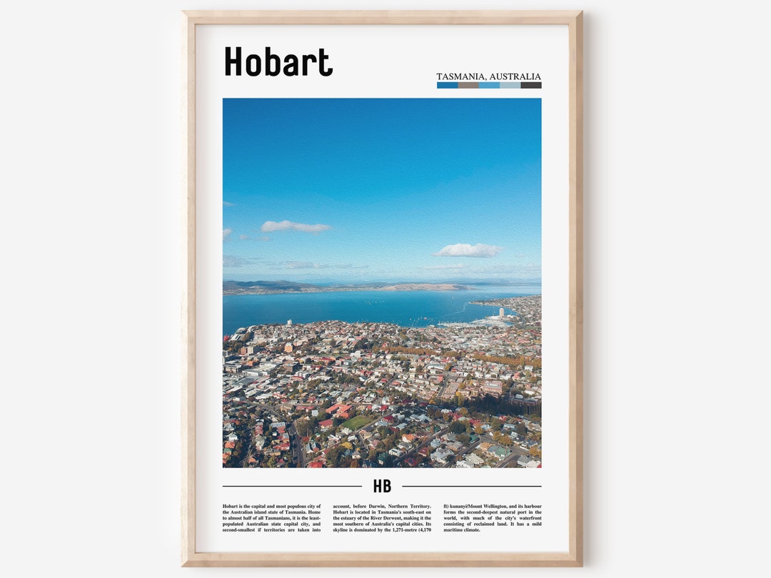 Hobart Print, Hobart Poster, Hobart Wall Art, Minimal Travel Print