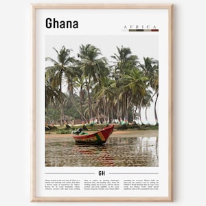Ghana Poster, Ghana Print, Ghana Wandkunst, Minimal Travel Print, Travel Destination, Ölgemälde Poster