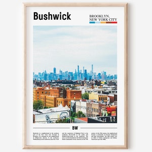 Bushwick Poster, Bushwick Poster, Bushwick Wandkunst, Ölgemälde Poster, Bunte Stadt Druck, Stadt Kunstwerk, Reise Kunstwerk, Reise Wandkunst