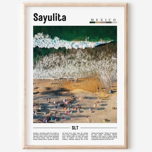 Sayulita Poster, Sayulita Print, Sayulita Wandkunst, Minimal Travel Print, Travel Destination, Ölgemälde Poster