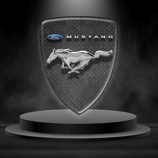 Custom Ford Mustang Logo Silicone Shield Emblem Sticker – All Sizes, Silver, For Car Tuning